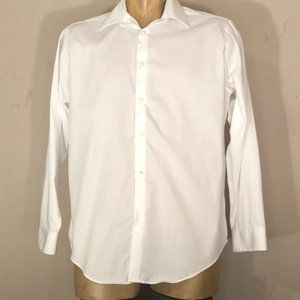 Calvin Klein Dress Shirt, Long Sleeve White, 100% Cotton 17/32 Slim Fit